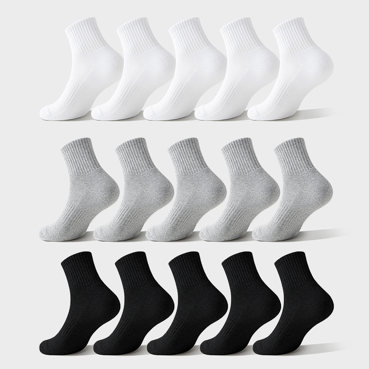 Athletic Sock Cushion - 1/5 Pairs Women and Men Black