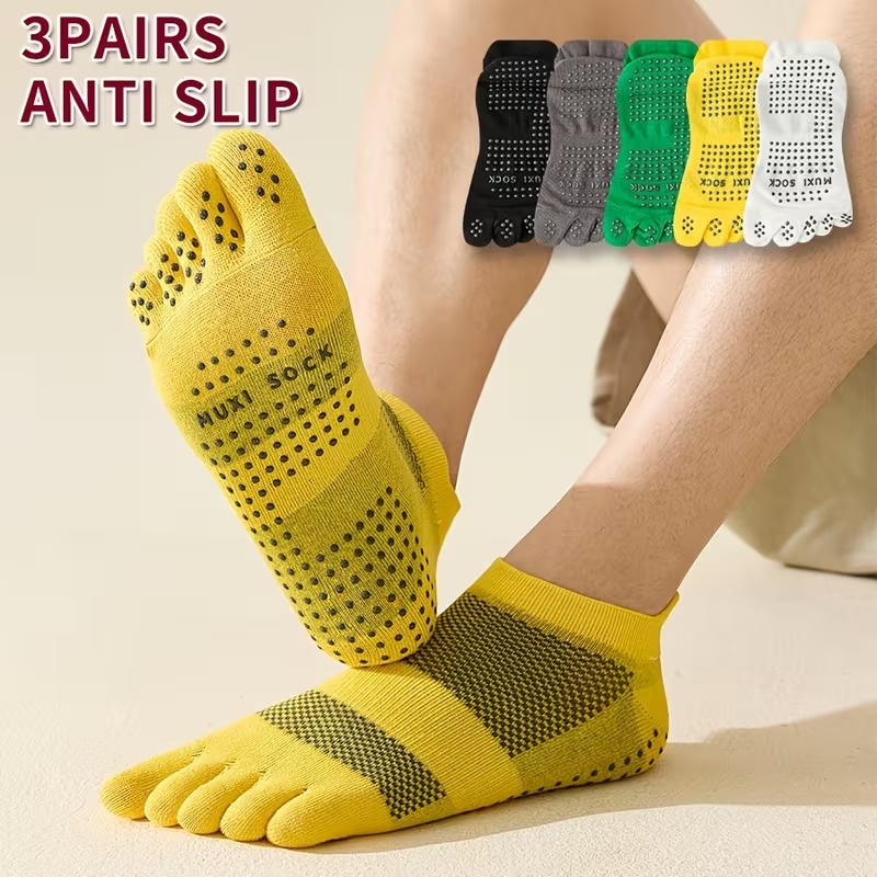 Men's 3-Pair Toe Socks Anti-Sl - Grip Sock Yoga recension och pris