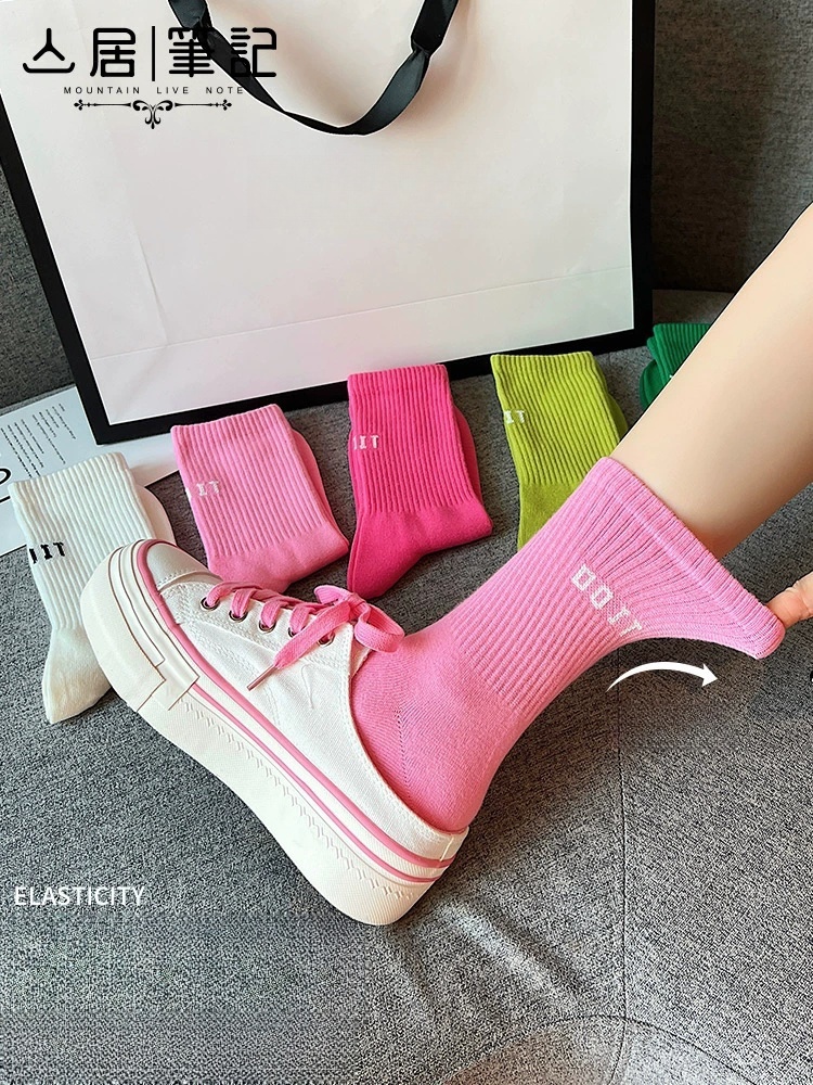 3Pairs Set Women's Pink Mid-Tu - Dress Sock Men recension och pris